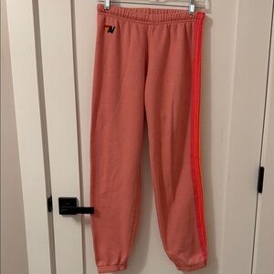 Aviator Nation 5 Stripe Sweatpants - Coral/Neon